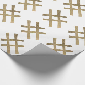 Golden Hashtag Wrapping Paper
