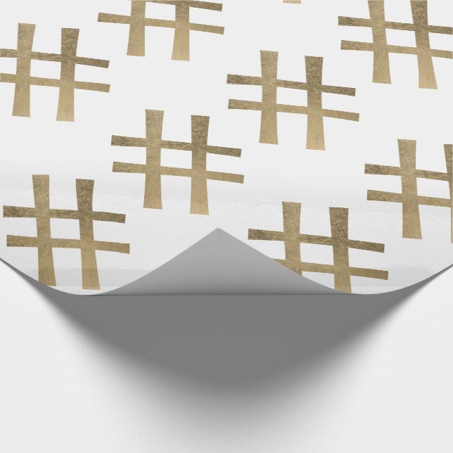Golden Hashtag Wrapping Paper (Corner)
