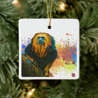Golden Headed Lion Tamarin Ceramic Ornament