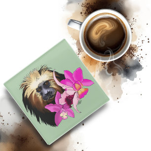 Golden-Headed Lion Tamarin Monkey Glass Coaster