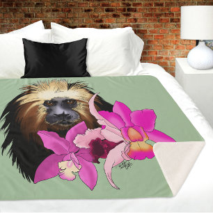 Golden-Headed Lion Tamarin Monkey Sherpa Blanket