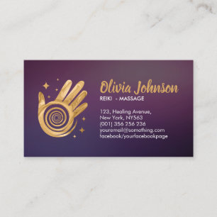 Golden Healing Hands Energy Spiral Appointment Business Card