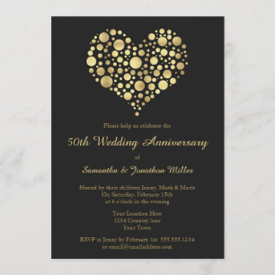 Golden Heart 50th Wedding Anniversary Gold Invite