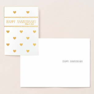 Golden heart 50th wedding anniversary mum and dad foil card
