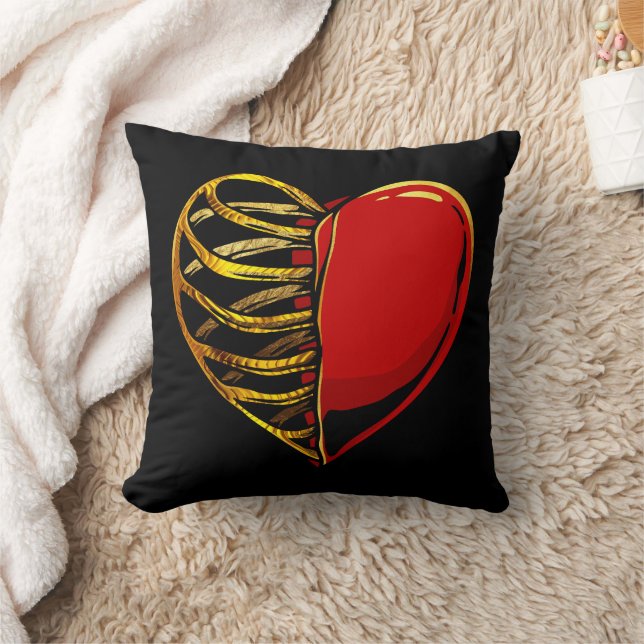 Golden Heart and Ribcage Fusion Cushion (Blanket)
