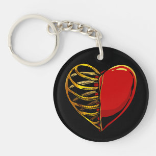 Golden Heart and Ribcage Fusion Key Ring