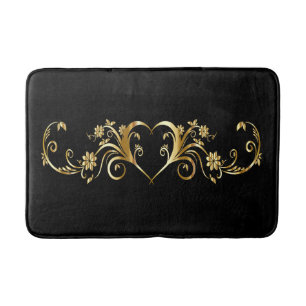 Golden heart bath mat