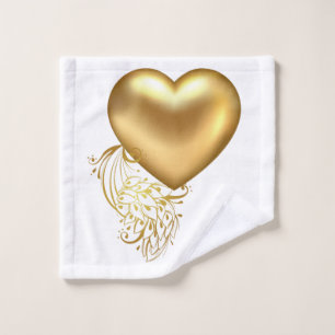 Golden Heart Bath Towel Set