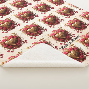"Golden Heart Beats" Sherpa Blanket