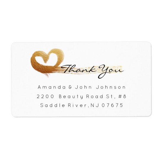 Golden Heart Brush Stroke Thank You Shipping Label