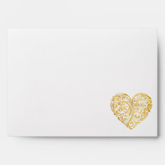 Golden heart design envelopes