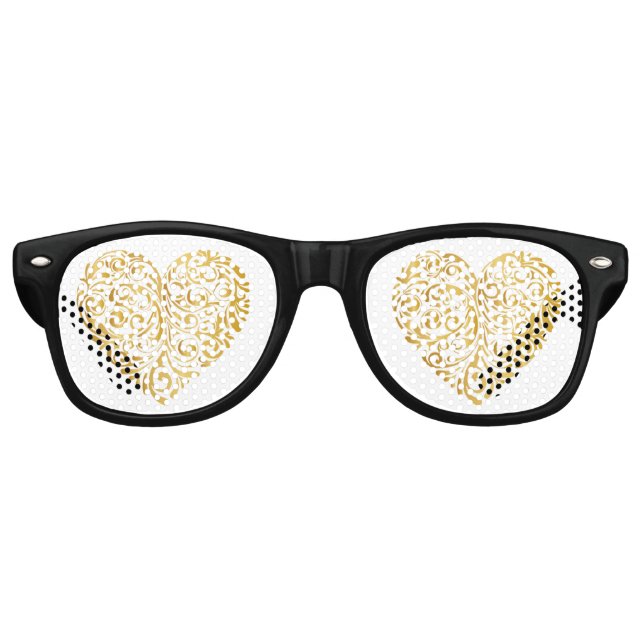 Golden heart design retro sunglasses (Front)