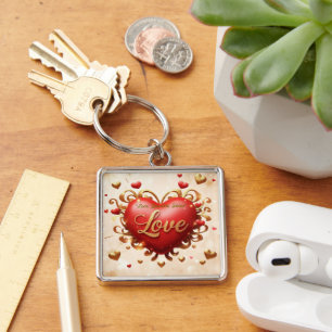 "Golden Heart Glow" Key Ring