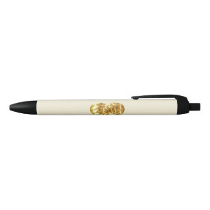 Golden Heart (Gold Shape of Love) Black Ink Pen