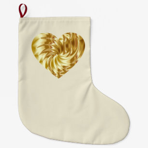 Golden Heart (Gold Shape of Love) Large Christmas Stocking