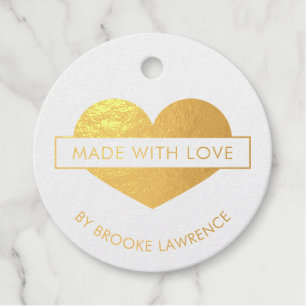 Golden Heart Made with Love Favour Tags
