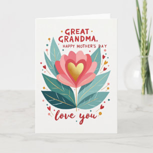 Golden Heart Mothers Day Love Card