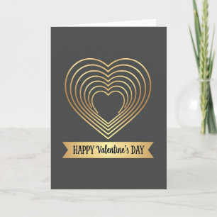 Golden Heart Pattern Valentine Card