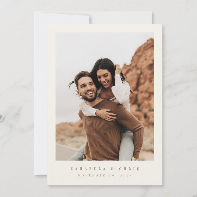 Golden Heart Save The Date Calendar Photo Card (Back)