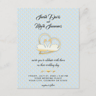 Golden Heart Swans, Gentle Love Wedding Invitation
