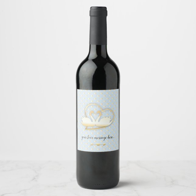 Golden Heart Swans, Gentle Love Wine Label (Front)