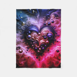 Golden Heart Swirl Abstract Art Fleece Blanket