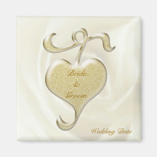 Golden Heart Wedding Favour Magnet