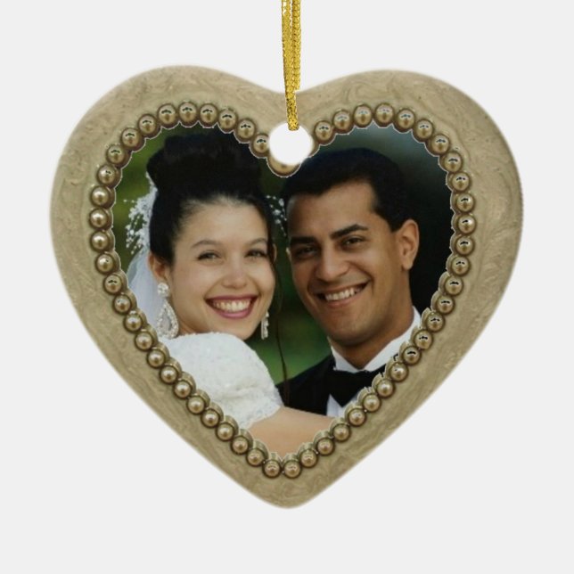 Golden Heart Wedding Ornament (Front)