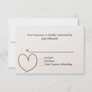 Golden Heart Wedding RSVP Card