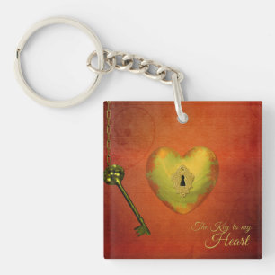 Golden Heart with Key Ring