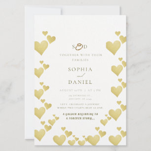 Golden Heartbeat Wedding Invitation Card