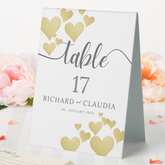 Golden Heartbeat Wedding Table Number Card (In SItu (Wedding))