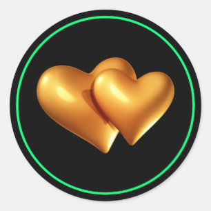 Golden Hearts 3D Design-11923 Classic Round Sticker