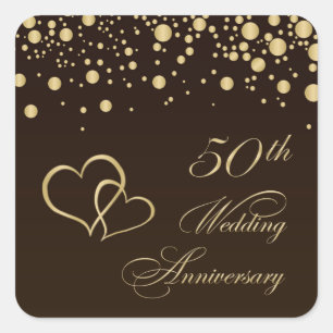 Golden hearts 50th Wedding Anniversary Sticker