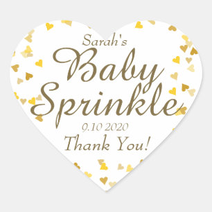 Golden Hearts Baby Sprinkle Favour Heart Sticker
