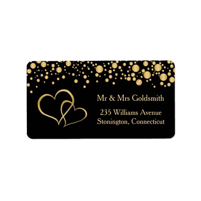 Golden hearts, confetti Address Label (Front)