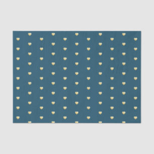 Golden Hearts Faux Foil Pattern on Teal Tissue Paper