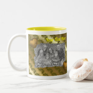 Golden Hearts Frame Personalised Photo  Two-Tone Coffee Mug