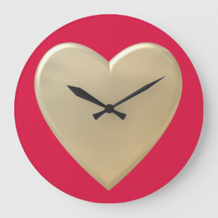 golden  hearts large clock