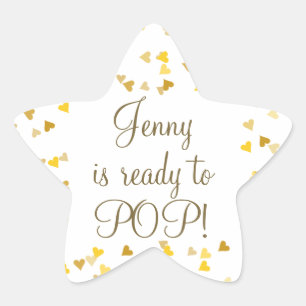 Golden Hearts She's Ready to Pop Baby Shower Favou Star Sticker