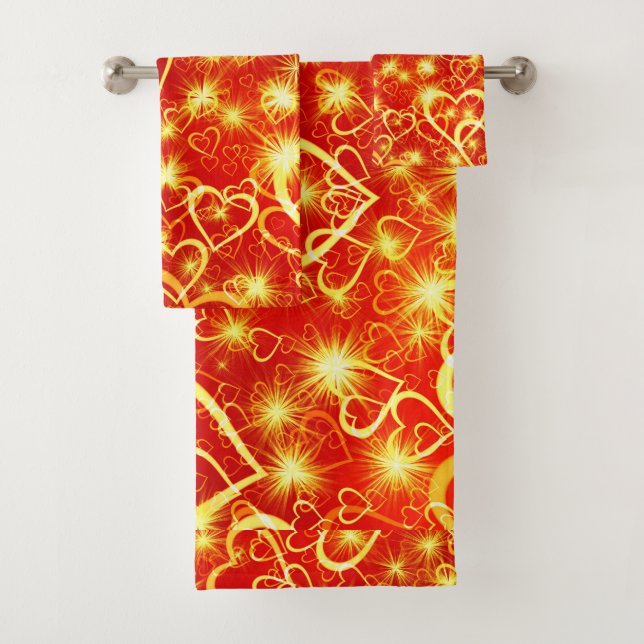 Golden Hearts Star Burst Bath Towel Set (Insitu)