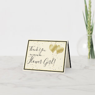 Golden Hearts,Thanks For Being My Flower Girl Thank You Card