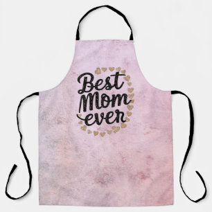 Golden Hearts Trendy Script Best Mum Ever Modern Apron
