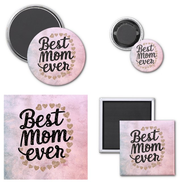 Golden Hearts Trendy Script Best Mum Ever Modern Magnet (Golden Hearts Trendy Script Best Mom Ever Modern Magnet)