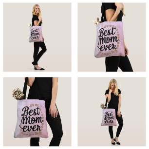 Golden Hearts Trendy Script Best Mum Ever Modern Tote Bag