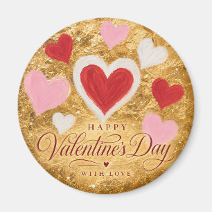 Golden Hearts Valentine Sparkle Magnet
