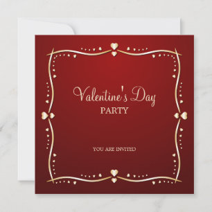 Golden Hearts Valentine's Day Party Invitation
