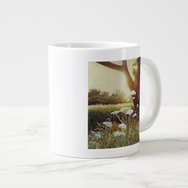 Golden hedgerow I 2014 Large Coffee Mug (Front Right)
