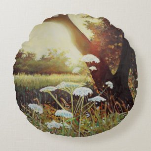 Golden hedgerow I 2014 Round Cushion