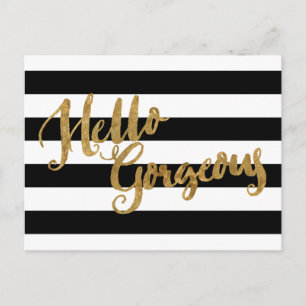 Golden Hello Gorgeous Stripes Postcard